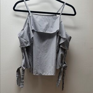 Topshop Black and White Striped Blouse